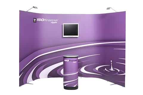 ISOframe ripple; 
NOVINKA! Vhodný pro jednoduché výstavní stánky a prezentace. Vynikající alternativa k tradičním pop-up prezentačním stěnám a banner stojanům.
